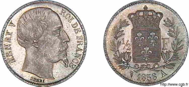 1/2 franc Henri V PRÉTENDANT 1858  F./ MS 