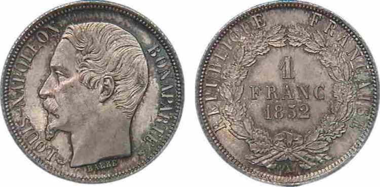 1 franc Louis-Napoléon 1852 Paris F.212/1 FDC 