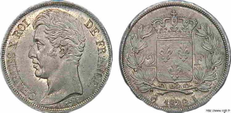 2 francs Charles X 1829 Limoges F.258/54 fST 