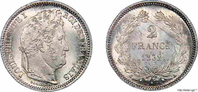 2 francs Louis-Philippe 1832  Paris F.260/4 MS 