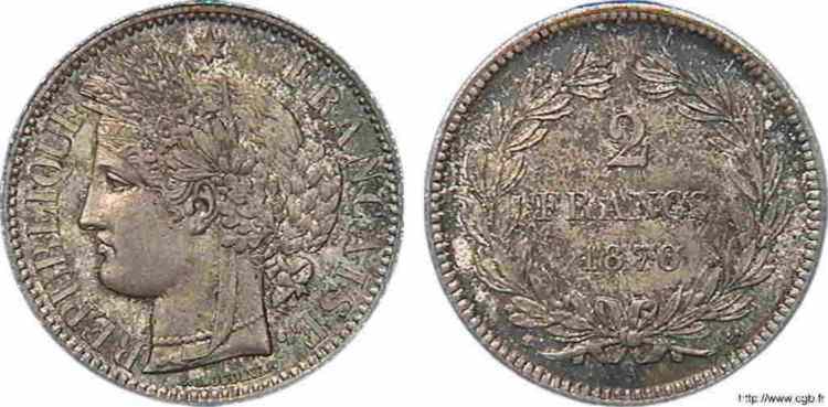2 francs Cérès, sans légende 1870  Paris F.264/1 ST 