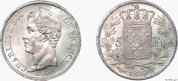 5 francs Charles X 2e type 1829 Nantes F.311/38 SC 