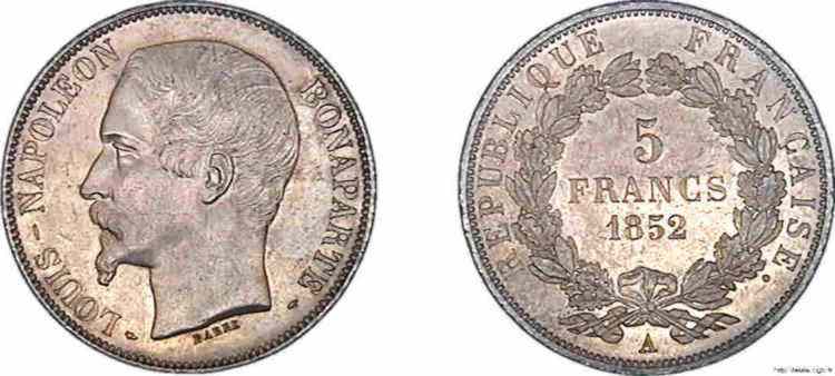 5 francs Louis-Napoléon 1852 Paris F.329/1 FDC 