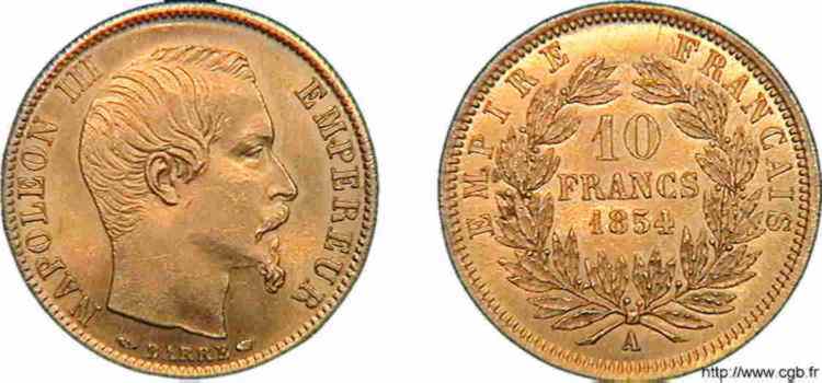 10 francs or, petit module 1854 Paris F.505A/1 SUP 