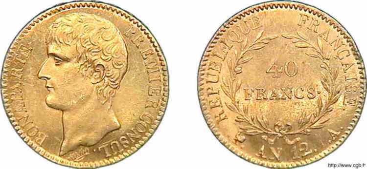 40 francs Bonaparte Premier Consul  1804 Paris F.536/6 SC 