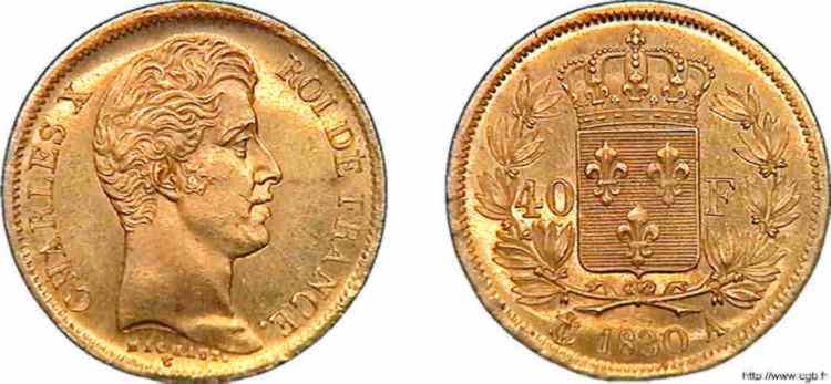 40 francs or Charles X, 2e type 1830 Paris F.544/5 MS 