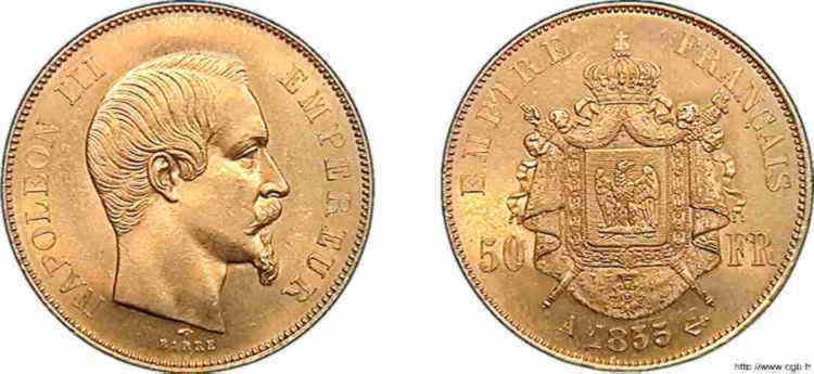 50 francs Napoléon III tête nue 1855 Paris F.547/1 SC 