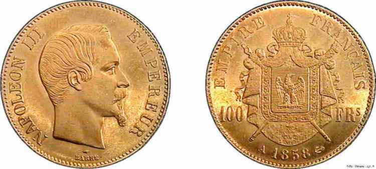 100 francs Napoléon III tête nue  1858 Paris F.550/5 fST 