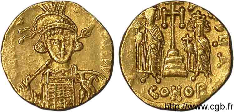 CONSTANTINE IV, HERACLIUS and TIBERIUS Solidus AU