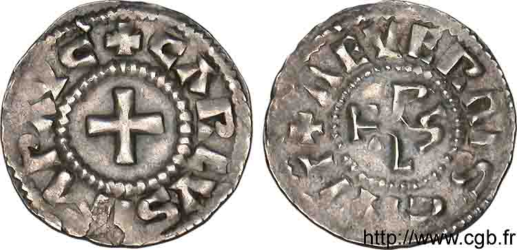 CHARLES THE BALD AND COINAGE IN HIS NAME Denier AU