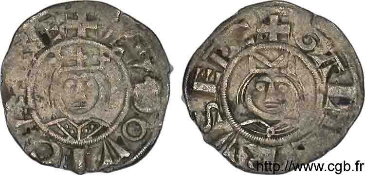 LUDWIG VII  THE YOUNG  Denier c. 1151-1174 Laon fSS/SS