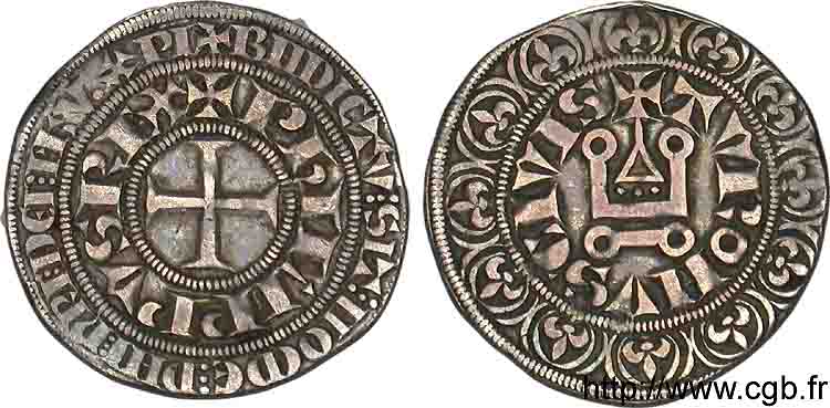 PHILIPPE III LE HARDI ET PHILIPPE IV LE BEL - MONNAYAGE COMMUN (à partir de 1280) Gros tournois à l O rond n.d.  TTB