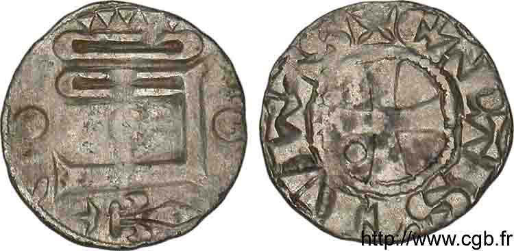 CHARTRES - COMTÉ DE CHARTRES - JEAN ET JEANNE DE CHÂTILLON Denier anonyme, bléso-chartain TB+/TTB