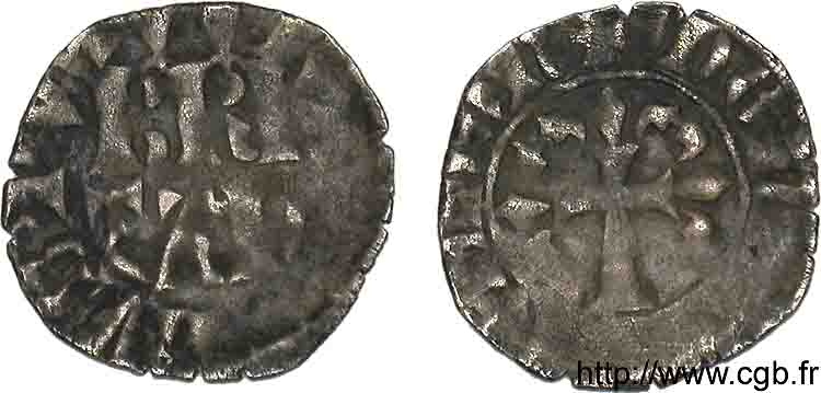 BRITTANY - DUCHY OF BRITTANY - CHARLES OF BLOIS Double denier VF