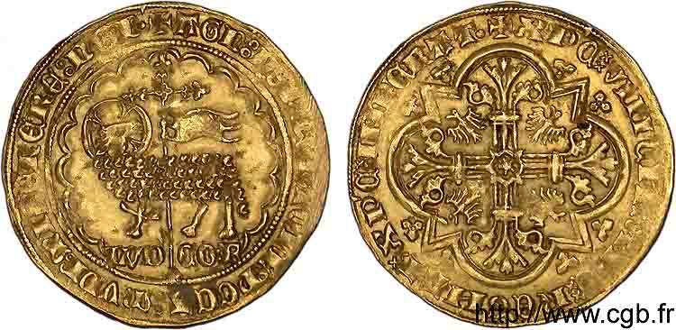COUNTY OF FLANDRE - LOUIS OF MALE Grand mouton d or c. 1356-1370 Gand AU
