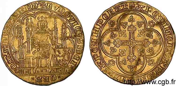 FLANDRE - COMTÉ DE FLANDRE - LOUIS DE MALE Chaise d or au lion c. 1373-1383 Gand ou Malines SUP