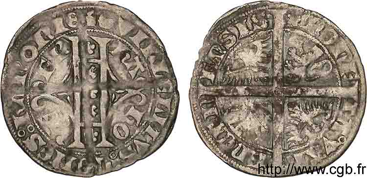 HAINAUT - COUNTY OF HAINAUT - WILLIAM III OF BAVARIA Plaque au lion ou double gros ou gros vaillant XF