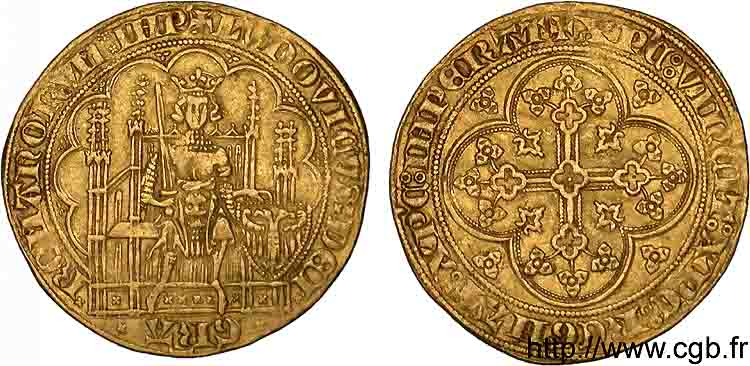 BRABANT - DUCHÉ DE BRABANT - LOUIS IV DE BAVIÈRE Chaise d or à l aigle 1338 Anvers TTB