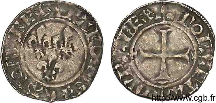 CHARLES VI  THE MAD  OR  THE WELL-BELOVED  Double tournois n.d. Paris XF