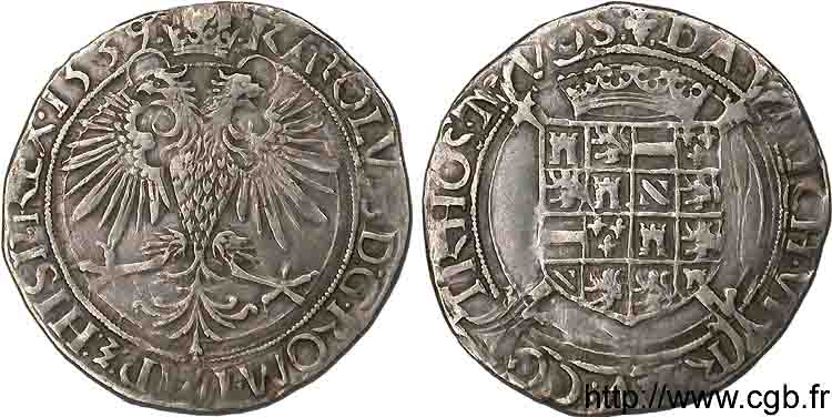 SPANISH LOW COUNTRIES - COUNTY OF FLANDRE - CHARLES V Quatre patards 1539 Bruges q.SPL