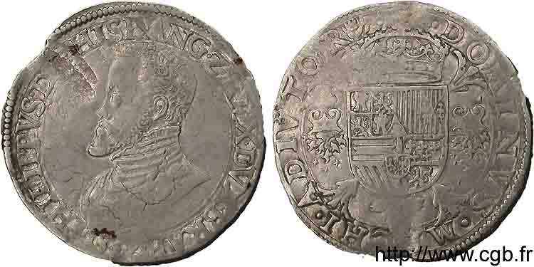 SPANISH LOW COUNTRIES - DUCHY OF BRABANT - PHILIPPE II Écu philippe ou daldre philippus 1557 Anvers SS