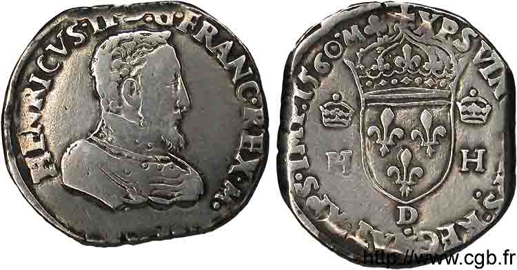 CHARLES IX. COINAGE AT THE NAME OF HENRY II Teston à la tête nue, 1er type 1560 Lyon SS