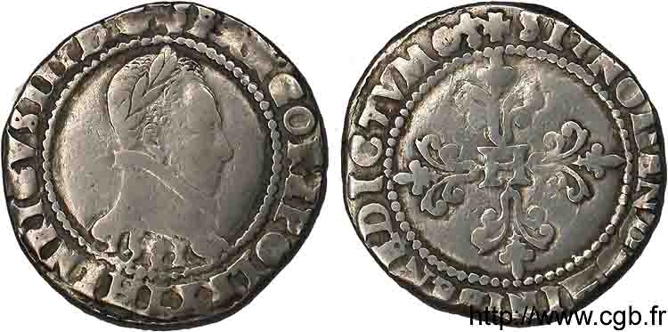 HENRY III Franc au col plat 1581 Bayonne VF