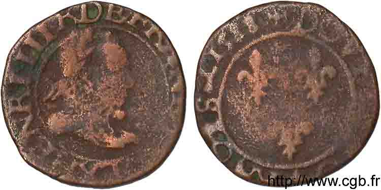 HENRY III Double tournois, type d’Amiens 1588 Amiens BC