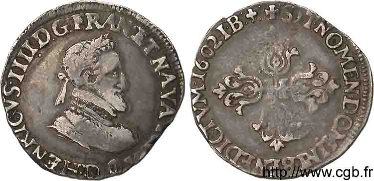 HENRI IV LE GRAND Demi-franc, type de Lyon 1602 Lyon TTB
