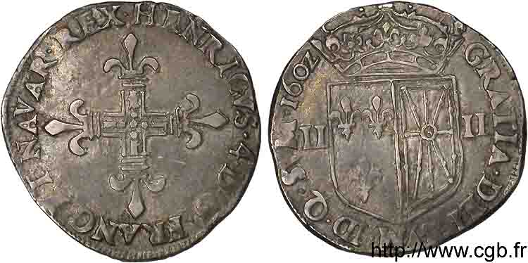 HENRY IV Quart d écu de Navarre 1602 Saint-Palais AU