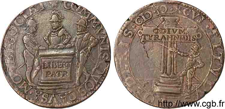 SPANISH LOW COUNTRIES - DUCHY OF BRABANT - PHILIPPE II Jeton CU 28 1596 Dordrecht XF