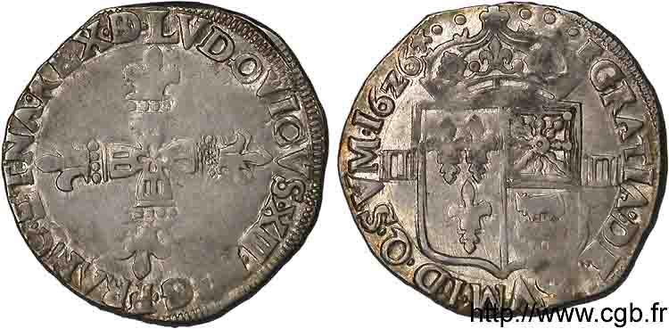 LOUIS XIII  Quart d écu de Béarn 1626 Morlaàs SS/fVZ