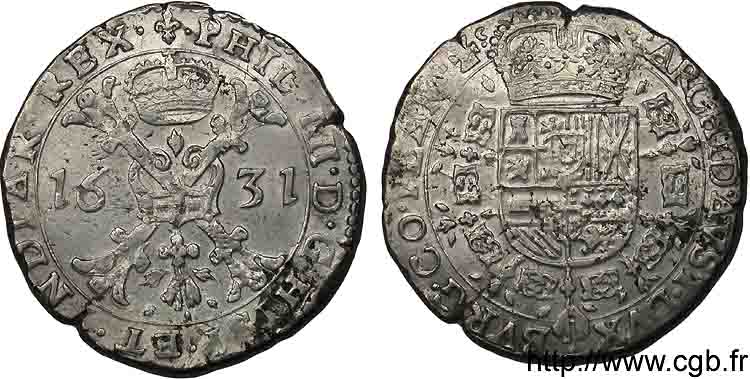 PAYS-BAS ESPAGNOLS - COMTÉ DE FLANDRE - PHILIPPE IV Patagon 1631 Bruges AU