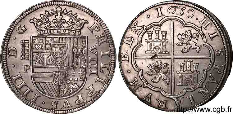SPAIN - KINGDOM OF SPAIN - PHILIP IV Huit réaux 1630 Ségovie AU