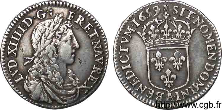 LOUIS XIV  THE SUN KING  Douzième d écu au buste juvénile, 1er type 1659 Paris SS