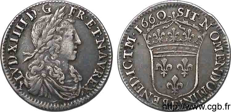 LOUIS XIV LE GRAND OU LE ROI SOLEIL Douzième d écu au buste juvénile, 1er type 1660 Tours TTB