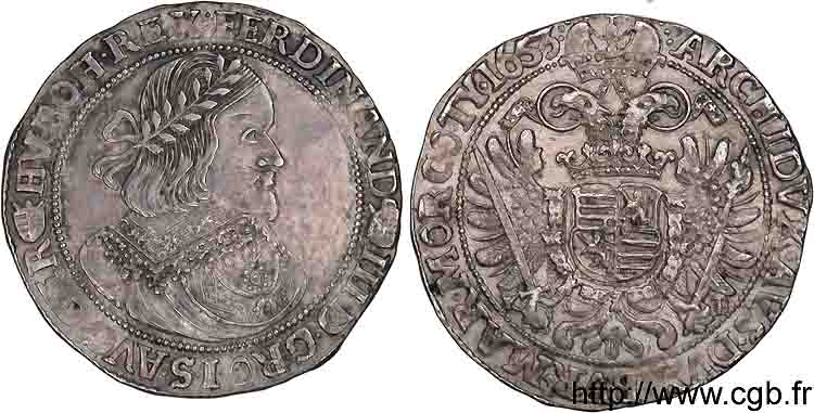 HUNGARY - KINGDOM OF HUNGARY - FERDINAND III Thaler 1654 Kremnitz AU