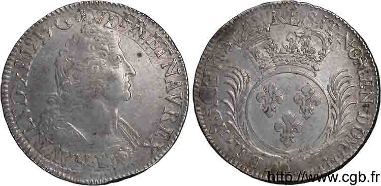 LOUIS XIV  THE SUN KING  Écu aux palmes 1696 Paris BB