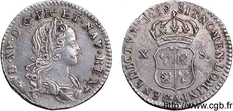 LOUIS XV DIT LE BIEN AIMÉ X sols de Navarre 1719 Paris TTB