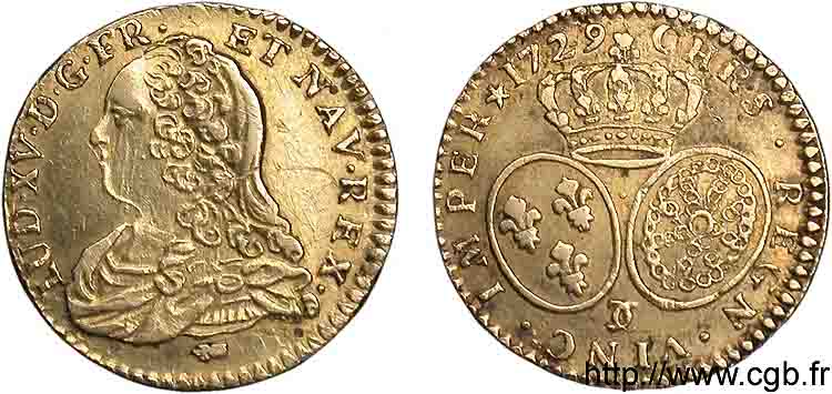 LOUIS XV DIT LE BIEN AIMÉ Demi-louis d or aux écus ovales, buste habillé 1729 Besançon TTB