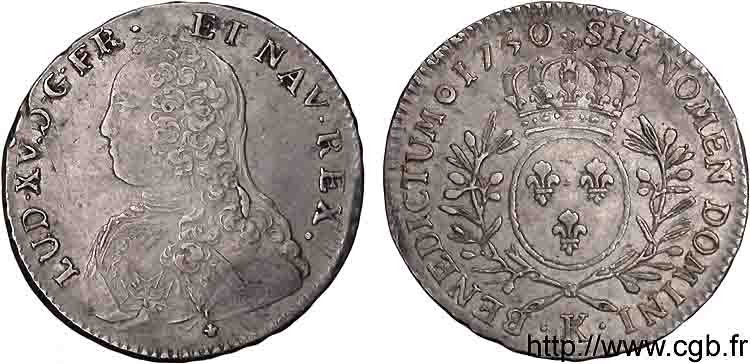 LOUIS XV DIT LE BIEN AIMÉ Demi-écu aux branches d olivier, buste habillé 1730 Bordeaux TTB