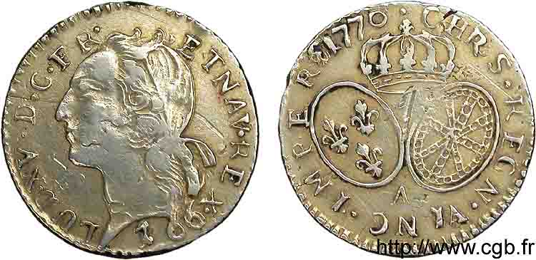 LOUIS XV  THE WELL-BELOVED  Louis d’or aux écus ovales, tête ceinte d’un bandeau (faux d’époque) 1770 Paris MBC