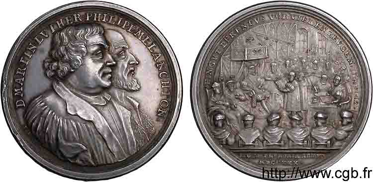 BICENTENAIRE DE LA CONFESSION D AUGSBOURG Médaille AR 44 1730 Nuremberg SPL