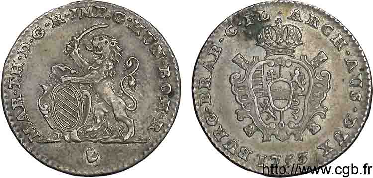AUSTRIAN LOW COUNTRIES - DUCHY OF BRABANT - MARIE-THERESE Double escalin 1753 Anvers MBC+