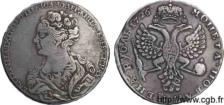RUSSIA - CATHERINE Ire Rouble 1726 Moscou fSS