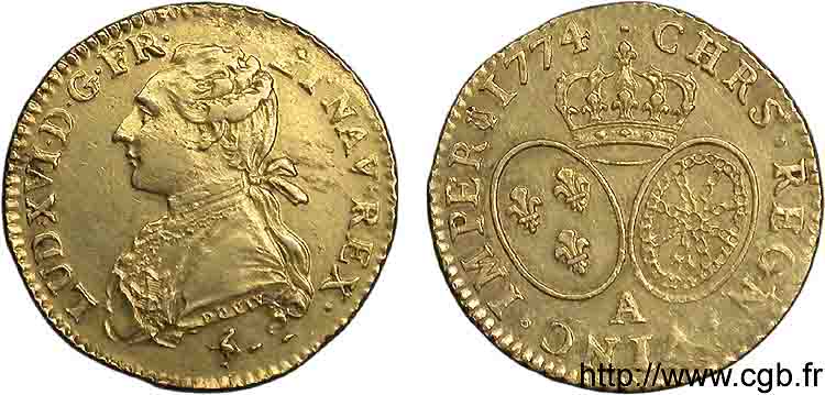 LOUIS XVI Louis d’or aux écus ovales 1774 Paris AU