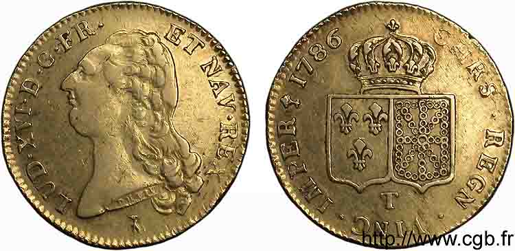 LOUIS XVI Double louis d’or aux écus accolés 1786 Nantes XF
