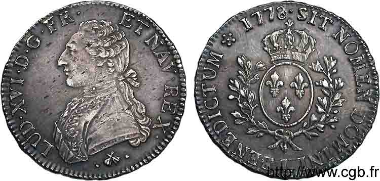 LOUIS XVI Écu dit “aux branches d&nbsp;olivier” 1778 Bayonne q.SPL