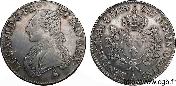 LOUIS XVI Écu dit “aux branches d olivier” 1784 Paris SS