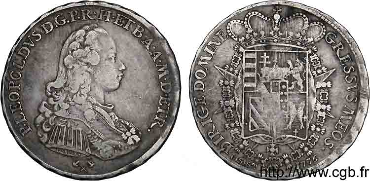 ITALY - GRAND DUCHY OF TUSCANY - PETER-LEOPOLD I OF LORRAINE Thaler, françois ou francesco 1776 Florence VF